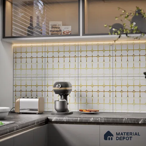Metallic Wall Tile TL 07253 Plana 8018 GLM (Gold) 1 ft x 1 ft Ceramic Matte Finish - 9 mm | Suitable For Kitchen, Bathroom & Accent/Feature Wall | 2 mm Spacer is Mandatory